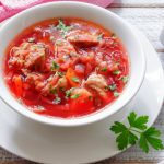 sweet and sour cabbage soup from The Jewish Kitchen