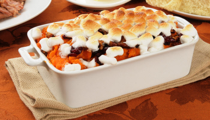 Sweet Potato Casserole with Pineapple and Marshmallows