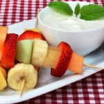 fruit kebabs with honey yogurt dip from The Jewish Kitchen