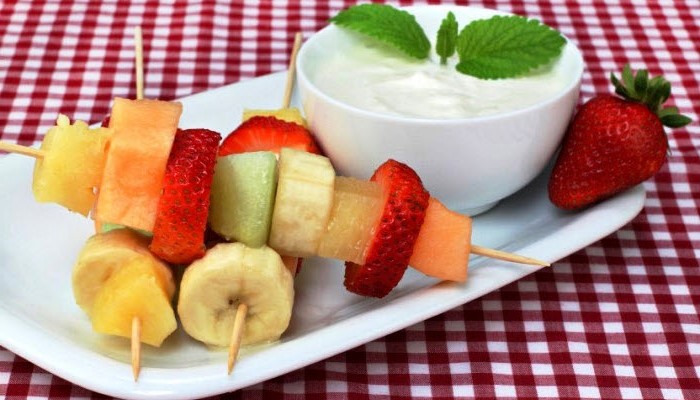 Fruit Kebabs with Yogurt-Honey Dip