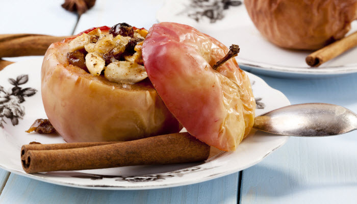 Baked Apples with Pomegranate Seeds and Walnuts