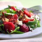 spinach salad with strawberries and goat cheese from The Jewish Kitchen