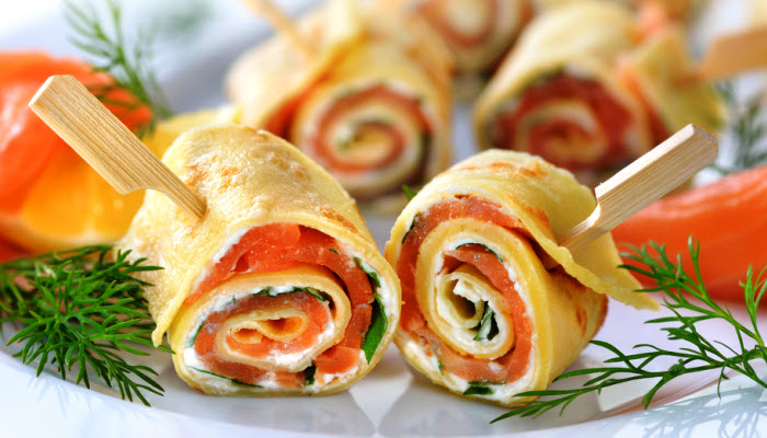 smoked salmon and cream cheese spirals from The Jewish Kitchen