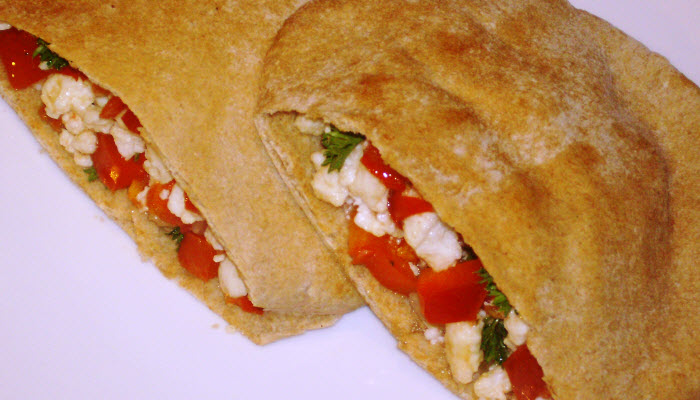 Egg and Cheese Scramble in a Pita – Healthy Option