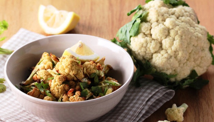 Roasted Cauliflower with Lemon and Garlic