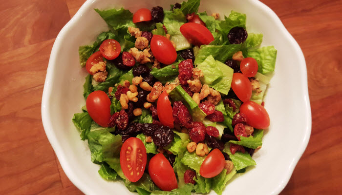 Fall Salad with Dried Cranberries and Candied Walnuts