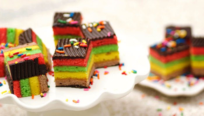 Sheet Pan Rainbow Cookie Cake