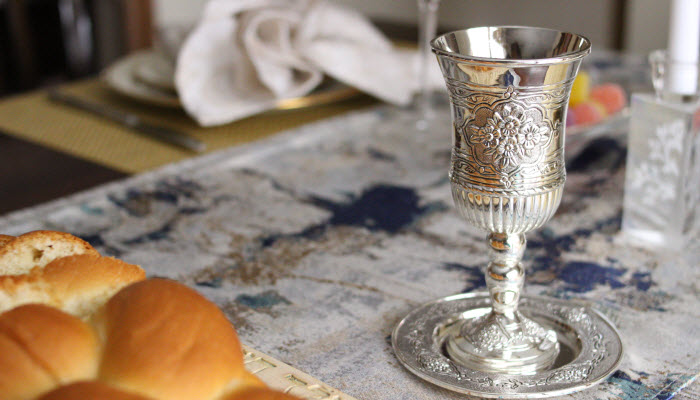 Embossed Flower Kiddush Cup & Tray