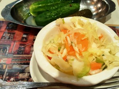 2nd Ave cole slaw and pickles