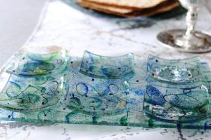 Artisanal Blue Glass Seder Plate