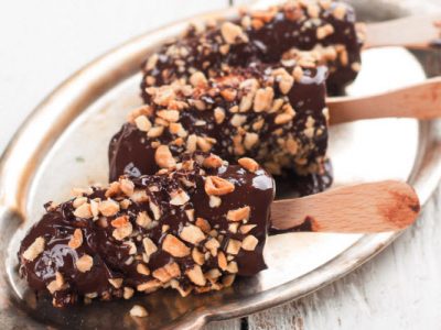 bananas dipped in chocolate with nuts