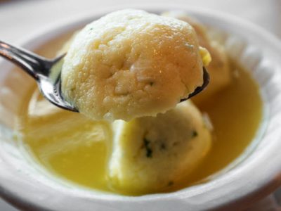chicken soup with potato matzoh balls