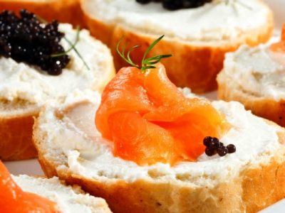 smoked salmon and caviar toasts