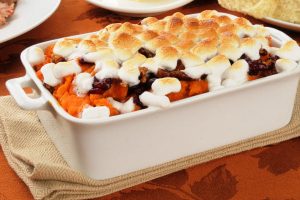 sweet potatoes casserole with pineapple and marshmallows