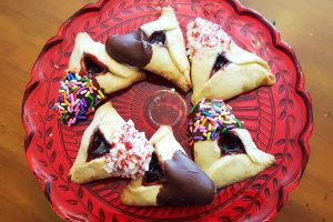 chocolate dipped candy hamantaschen