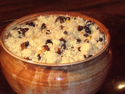 moroccan fig, pine nut, and  black bean couscous
