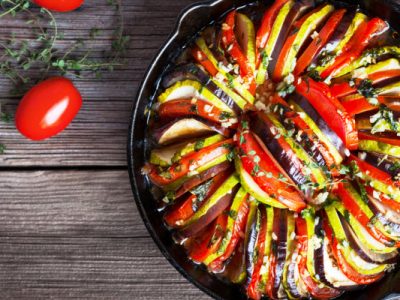 baked zucchini, eggplant and tomatoes